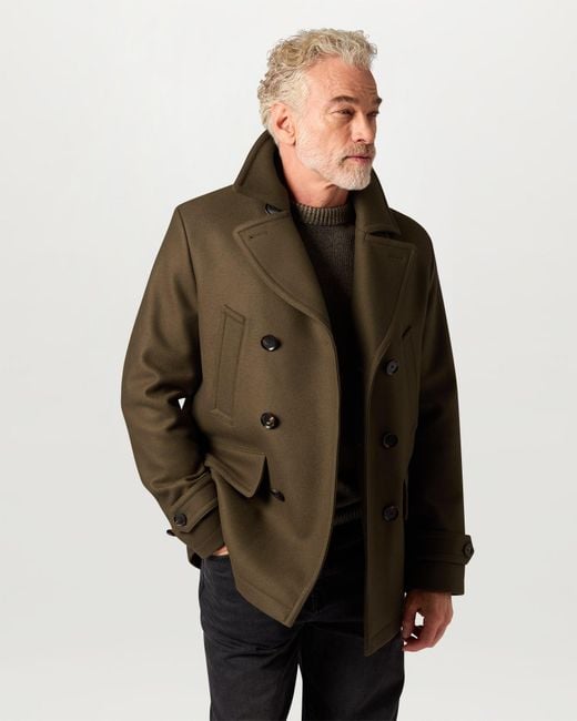 Belstaff Green Men's Milford Peacoat Wool Cashmere Blend for men