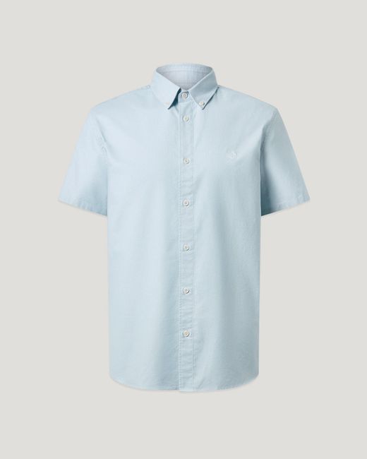 Belstaff Blue Men's Short Sleeve Street Shirt Compact Cotton Oxford for men