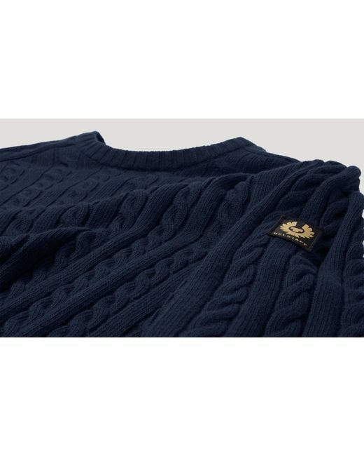 Belstaff Blue Men's Westport Crew Neck Wool Cotton Blend for men