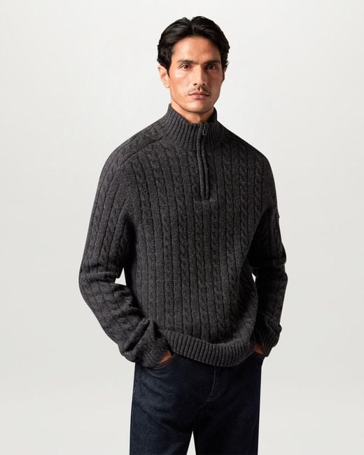 Belstaff Blue Men's Westport Quarter Zip Wool Cotton Blend for men