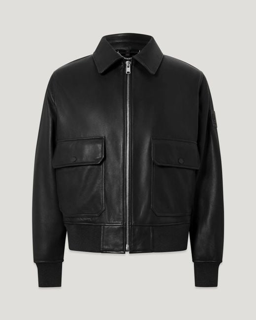 Belstaff Black Men's Pilot Jacket Lamb Leather for men