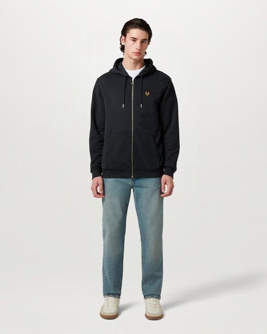 Belstaff Blue Men's Full Zip Hoodie Cotton Fleece for men