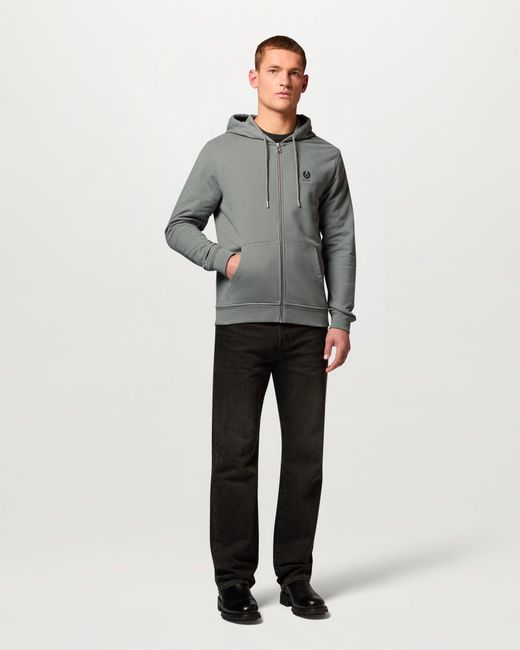 Belstaff Gray Men's Full Zip Hoodie Cotton Fleece for men
