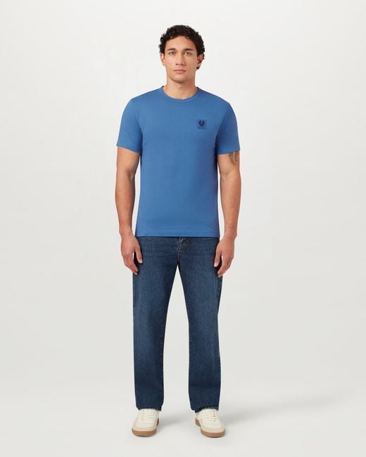 Belstaff Blue Short Sleeved Logo Patch T-Shirt for men