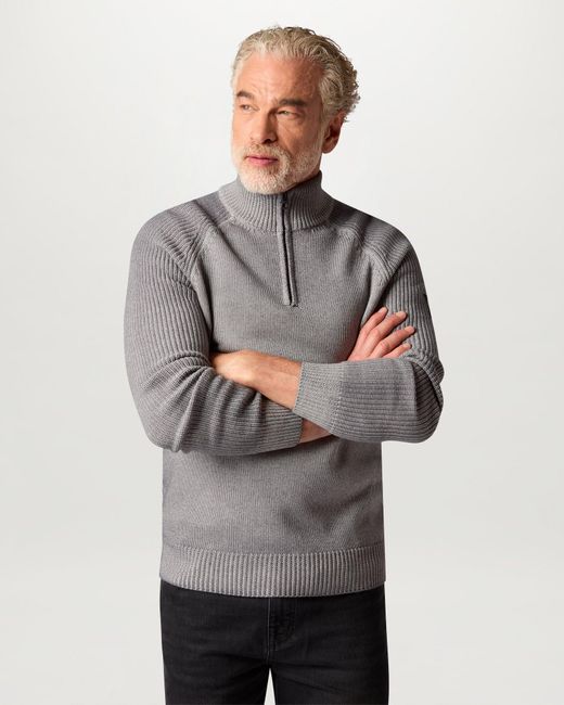 Belstaff Gray Men's Garment Dye Aspect Quarter Zip Merino Wool for men