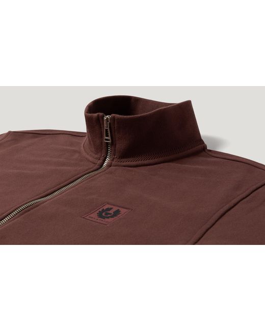 Belstaff Brown Men's Full Zip Sweatshirt Cotton Fleece for men