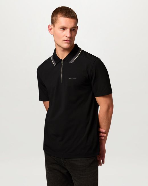 Belstaff Black Men's Alloy Tipped Polo Stretch Cotton for men