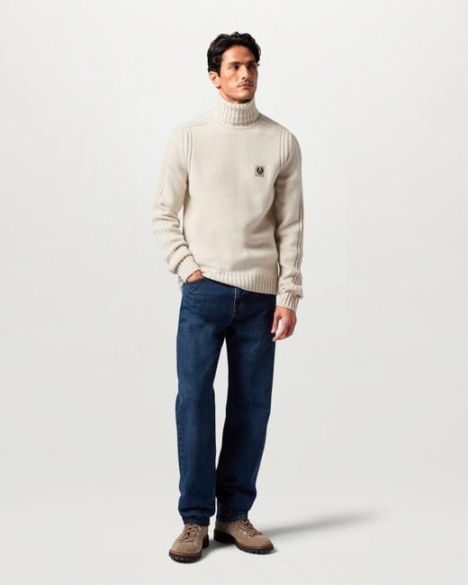 Belstaff Natural Men's Watch Rollneck Jumper Lambswool for men