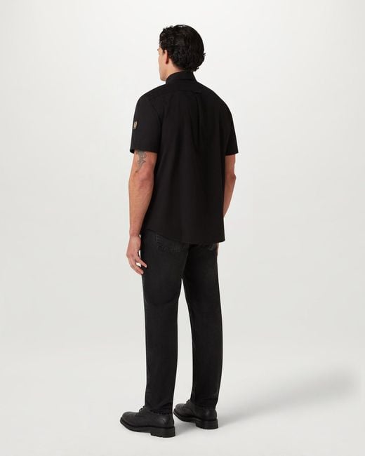 Belstaff Black Men's Scale Short Sleeve Shirt Garment Dye Cotton for men