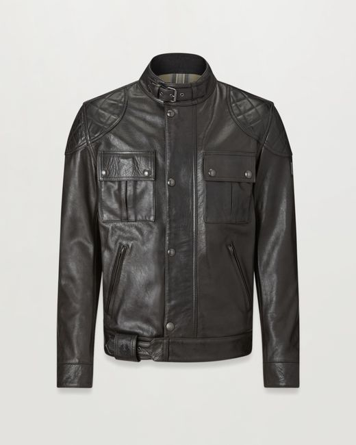 Belstaff Black Men's Brooklands Motorcycle Jacket Hand Waxed Leather for men
