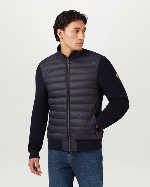 Belstaff Blue Men's Control Cardigan Hybrid Down Knit for men