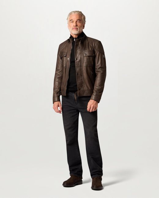 Belstaff Brown Men's Gangster Jacket Nubuck Leather for men