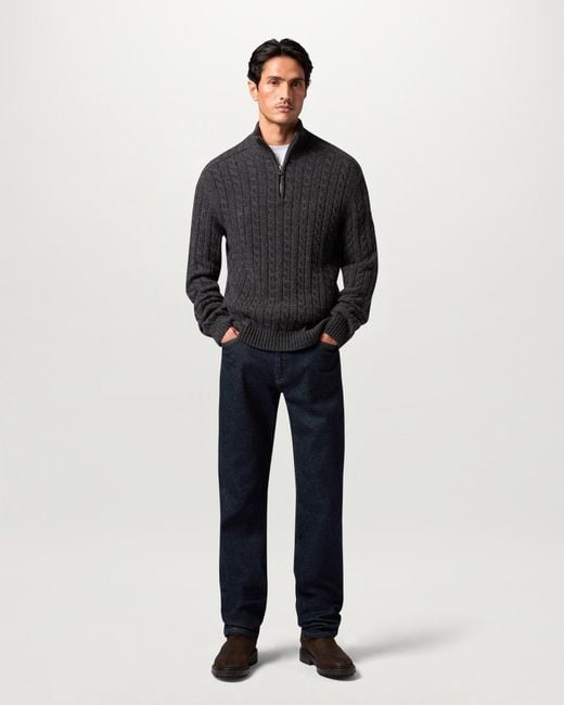 Belstaff Blue Men's Westport Quarter Zip Wool Cotton Blend for men