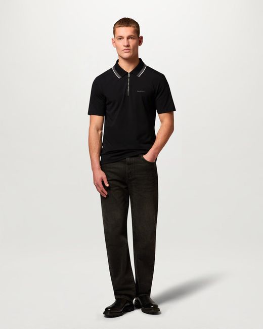 Belstaff Black Men's Alloy Tipped Polo Stretch Cotton for men
