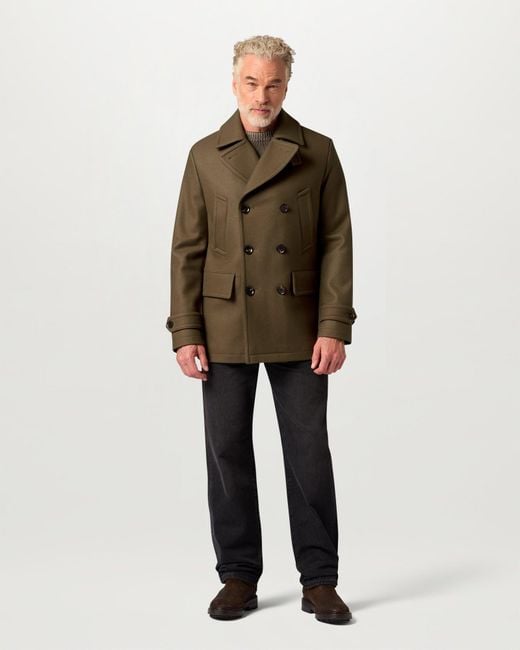 Belstaff Green Men's Milford Peacoat Wool Cashmere Blend for men