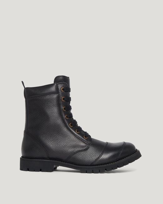 Belstaff Black Men's Resolve Motorcycle Boots Tumbled Leather for men