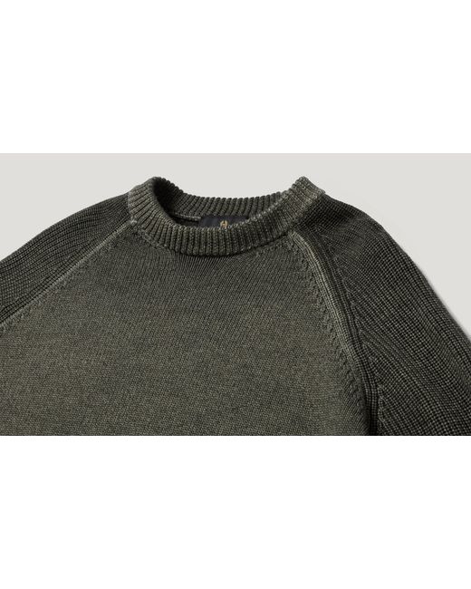 Belstaff Green Men's Garment Dye Aspect Crew Neck Merino Wool for men