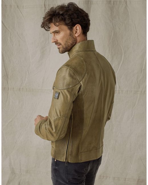 Belstaff Gangster 2.0 Leather Jacket in Green for Men | Lyst