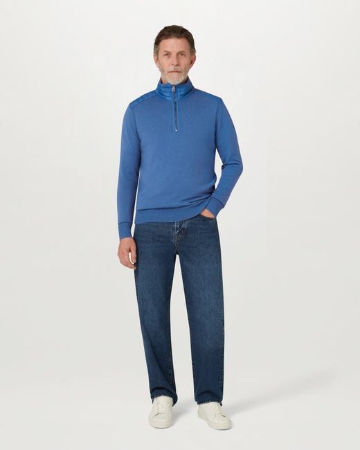 Belstaff Blue Men's Kilmington Quarter Zip Jumper Merino Wool for men