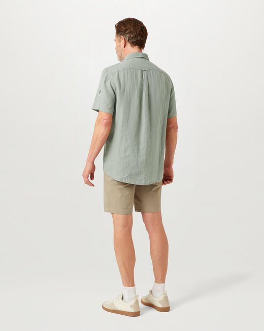 Belstaff Gray Men's Scale Short Sleeve Shirt Garment Dyed Linen for men