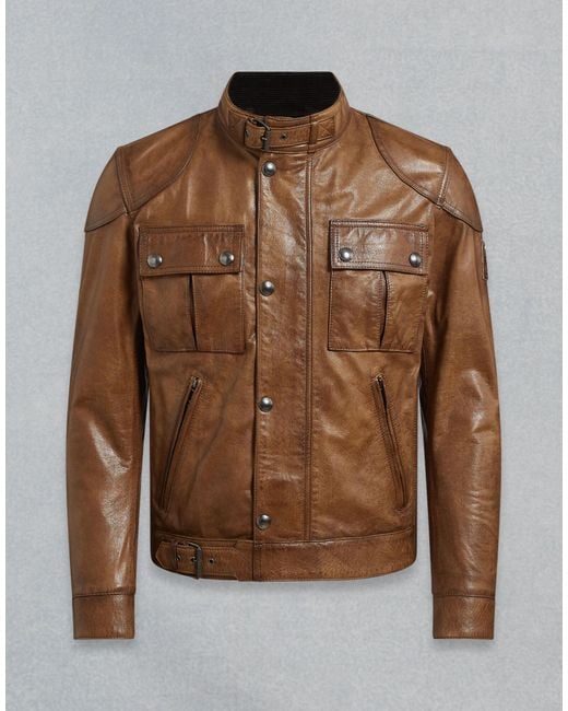 Belstaff Brown Gangster Leather Jacket for men