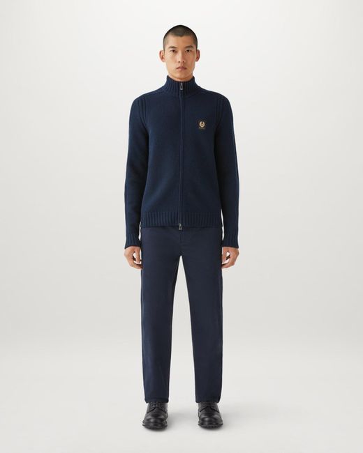 Belstaff Blue Men's Watch Zip Cardigan Lambswool for men