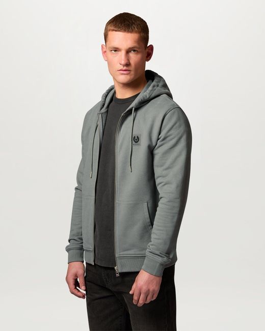 Belstaff Gray Men's Full Zip Hoodie Cotton Fleece for men