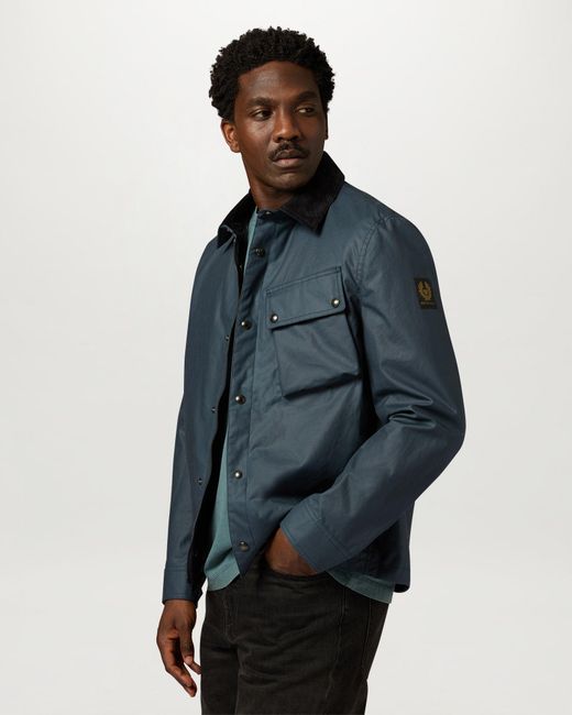 Belstaff Blue Men's Ground Jacket Waxed Cotton for men