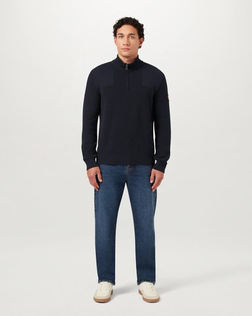 Belstaff Blue Men's Commander Quarter Zip Jumper Organic Cotton for men