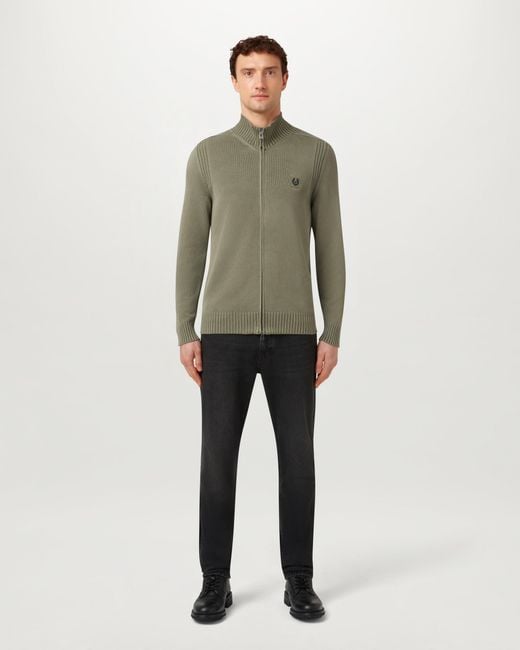 Belstaff Green Men's Watch Full Zip Light Fade-out Garment Dye Cotton for men