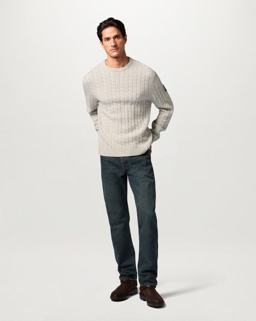 Belstaff Natural Men's Westport Crew Neck Wool Cotton Blend for men