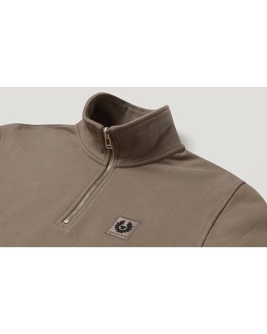 Belstaff Natural Men's Quarter Zip Sweatshirt Cotton Fleece for men