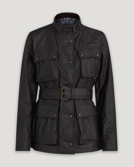 Belstaff Waxed Cotton Trialmaster Jacket in Black Lyst