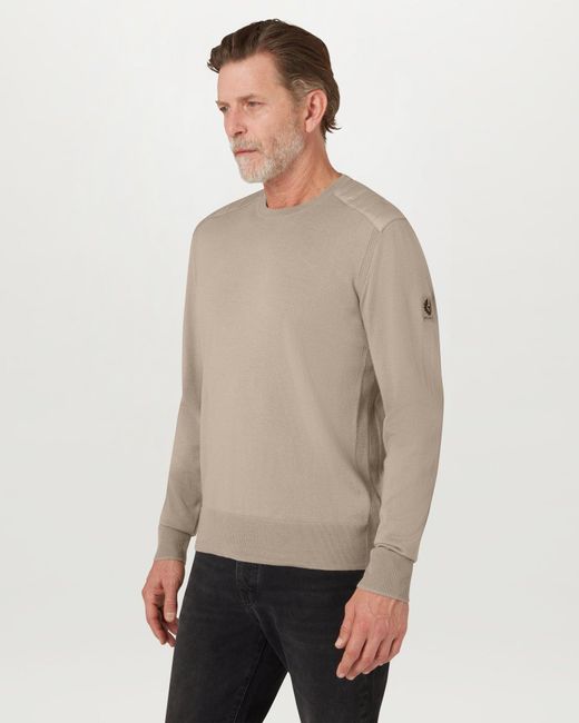 Belstaff Natural Men's Kerrigan Crewneck Jumper Merino Wool for men