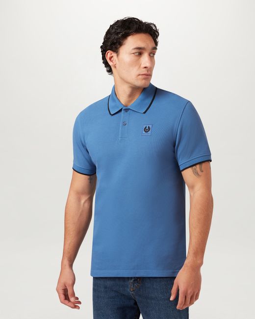 Belstaff Blue Men's Tipped Polo Cotton Pique for men