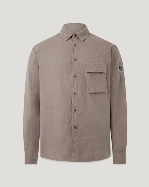Belstaff Gray Men's Scale Shirt Garment Dyed Linen for men