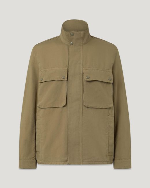 Belstaff Green Men's Hayfield Jacket Garment Dye Cotton Linen for men