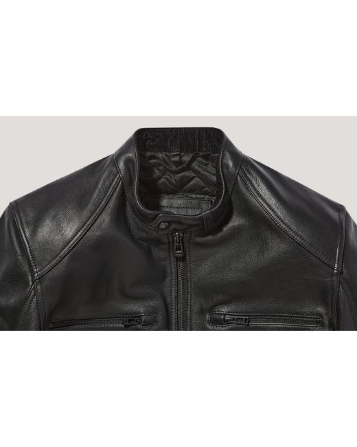Belstaff Black Men's Broughton Motorcycle Jacket Calf Leather for men