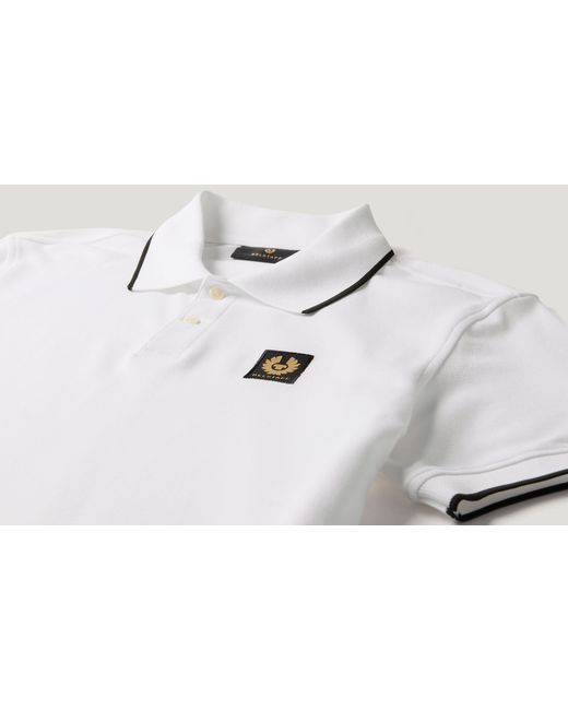 Belstaff White Men's Tipped Polo Cotton Pique for men
