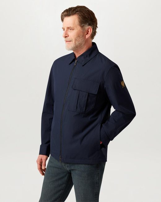 Belstaff Blue Men's Cargo Overshirt Compact Technical Cotton for men