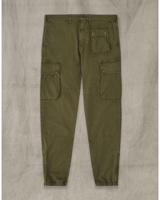 Belstaff Green Trialmaster Cargo Cotton Trousers for men