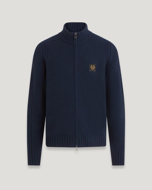 Belstaff Blue Men's Watch Zip Cardigan Lambswool for men