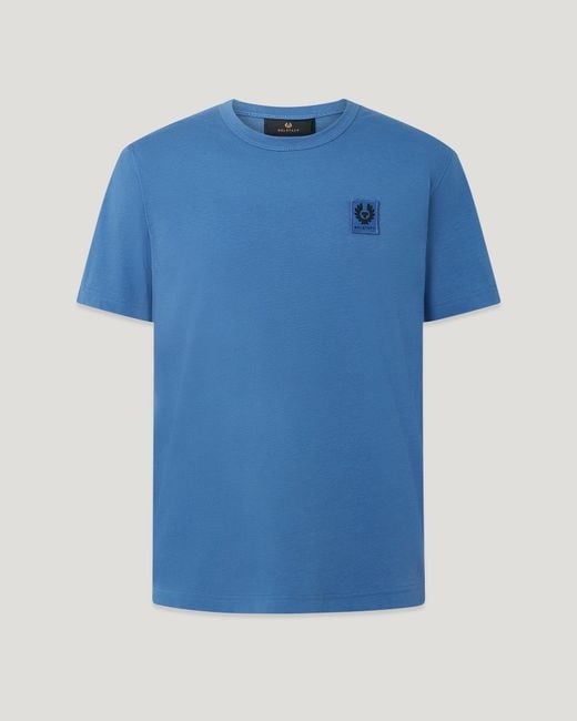 Belstaff Blue Short Sleeved Logo Patch T-Shirt for men