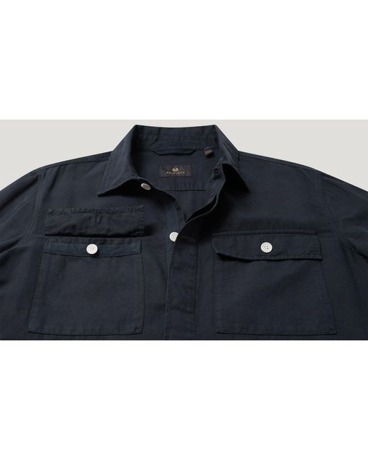 Belstaff Blue Men's Maritime Overshirt Garment Dye Cotton Linen for men
