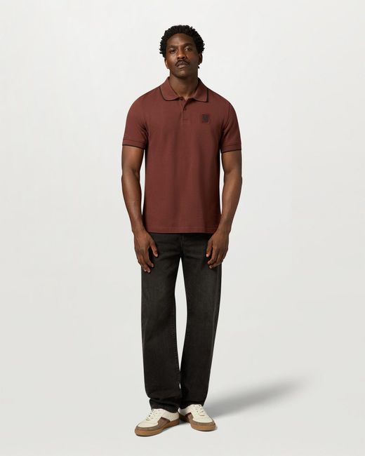 Belstaff Red Men's Tipped Polo Cotton Pique for men