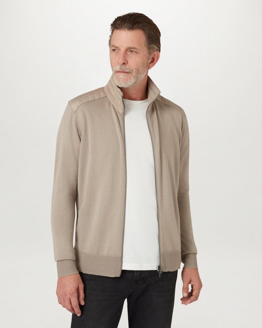 Belstaff Natural Men's Kelby Zip Cardigan Merino Wool for men