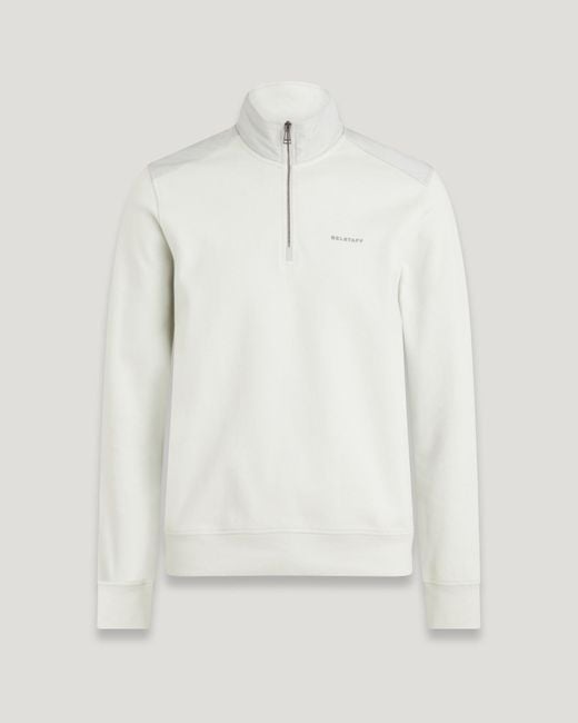 Belstaff White Alloy Quarter Zip Sweatshirt for men