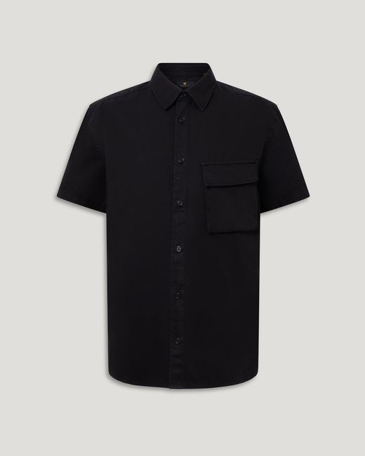 Belstaff Black Men's Scale Short Sleeve Shirt Garment Dye Cotton for men