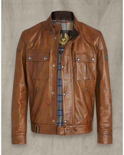 Belstaff Brown Gangster 2.0 Leather Jacket for men