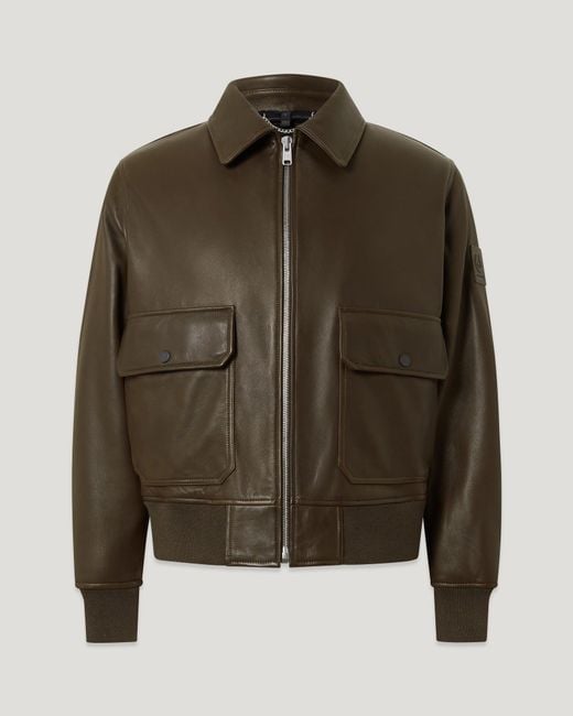 Belstaff Green Men's Pilot Jacket Oiled Nappa for men